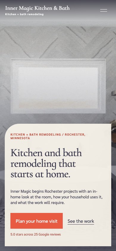 The new homepage on a phone